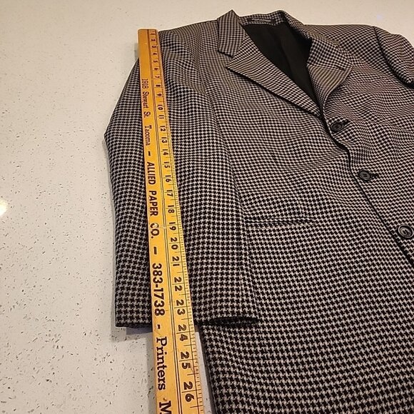 Vintage Lorenzo Latini Houndstooth Blazer Jacket Black Gray Canada Mens 42 - Picture 9 of 12